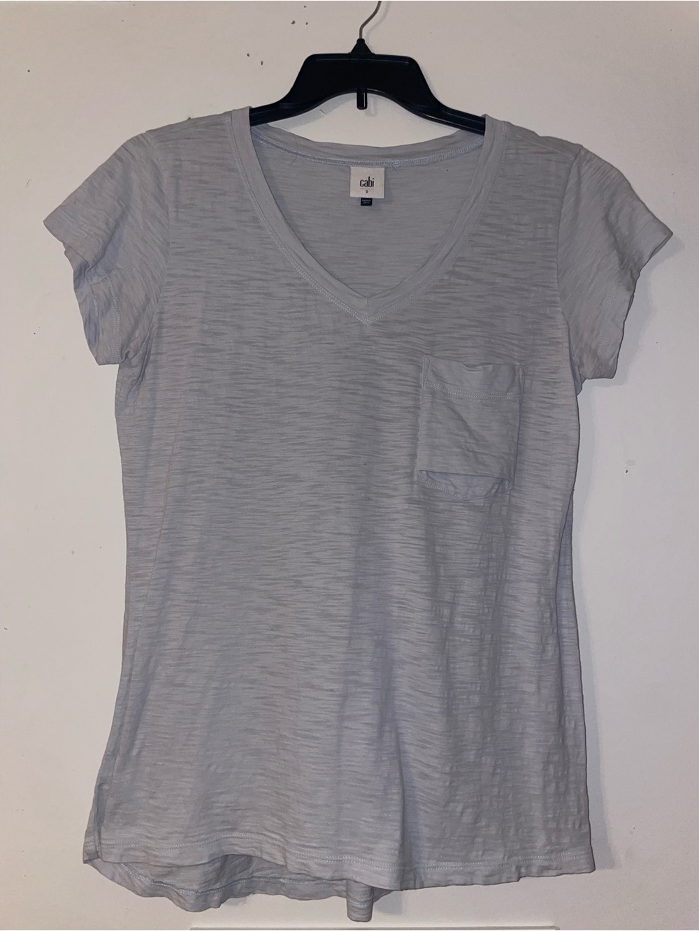 Cabi Women's Light Blue Folded Pocket V-Neck Tee